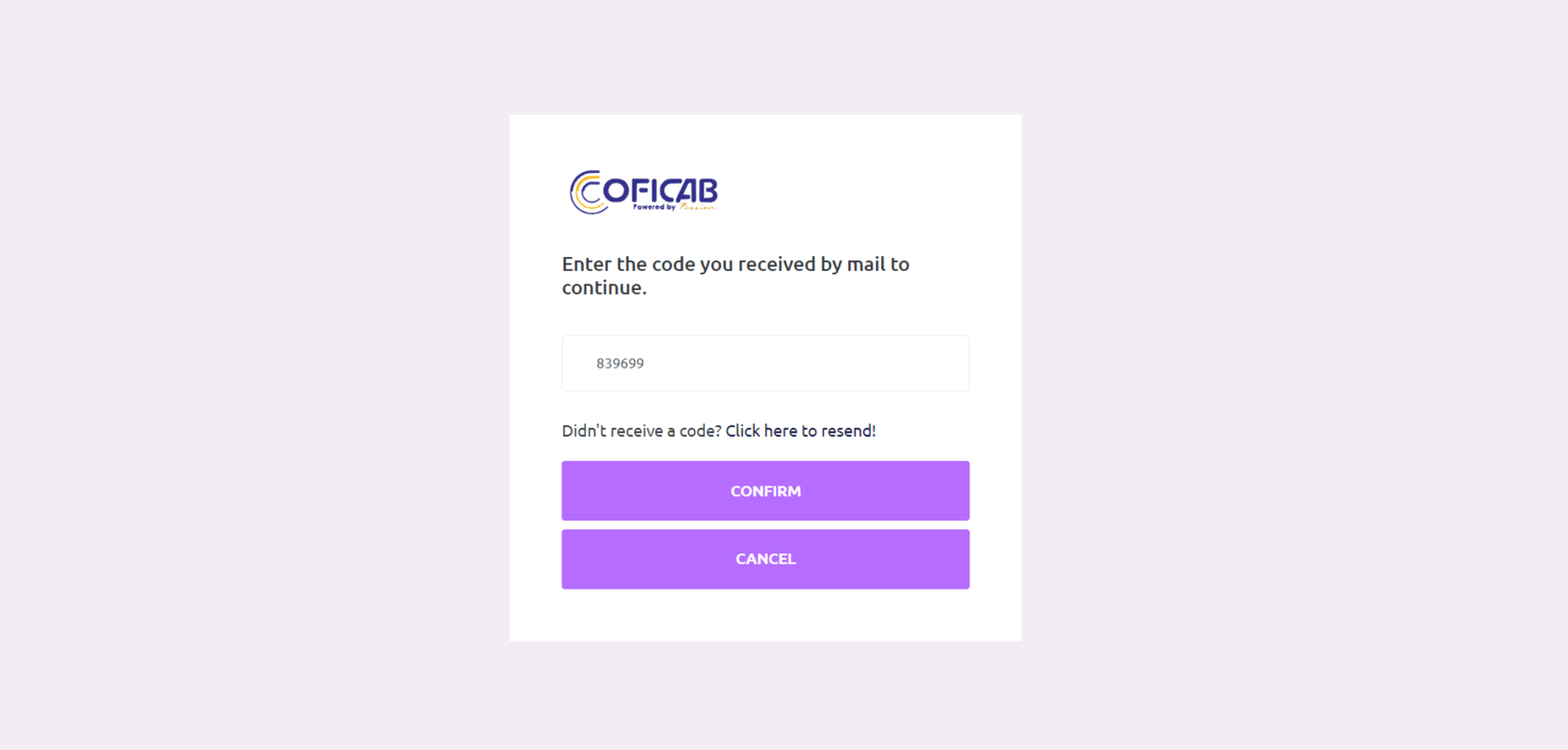 Coficab Dashboard screenshot